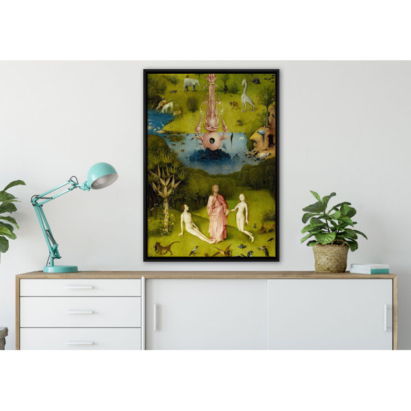 Pixxprint Gerahmter Kunstdruck Leinwandbild Der Garten der Lüste I von
